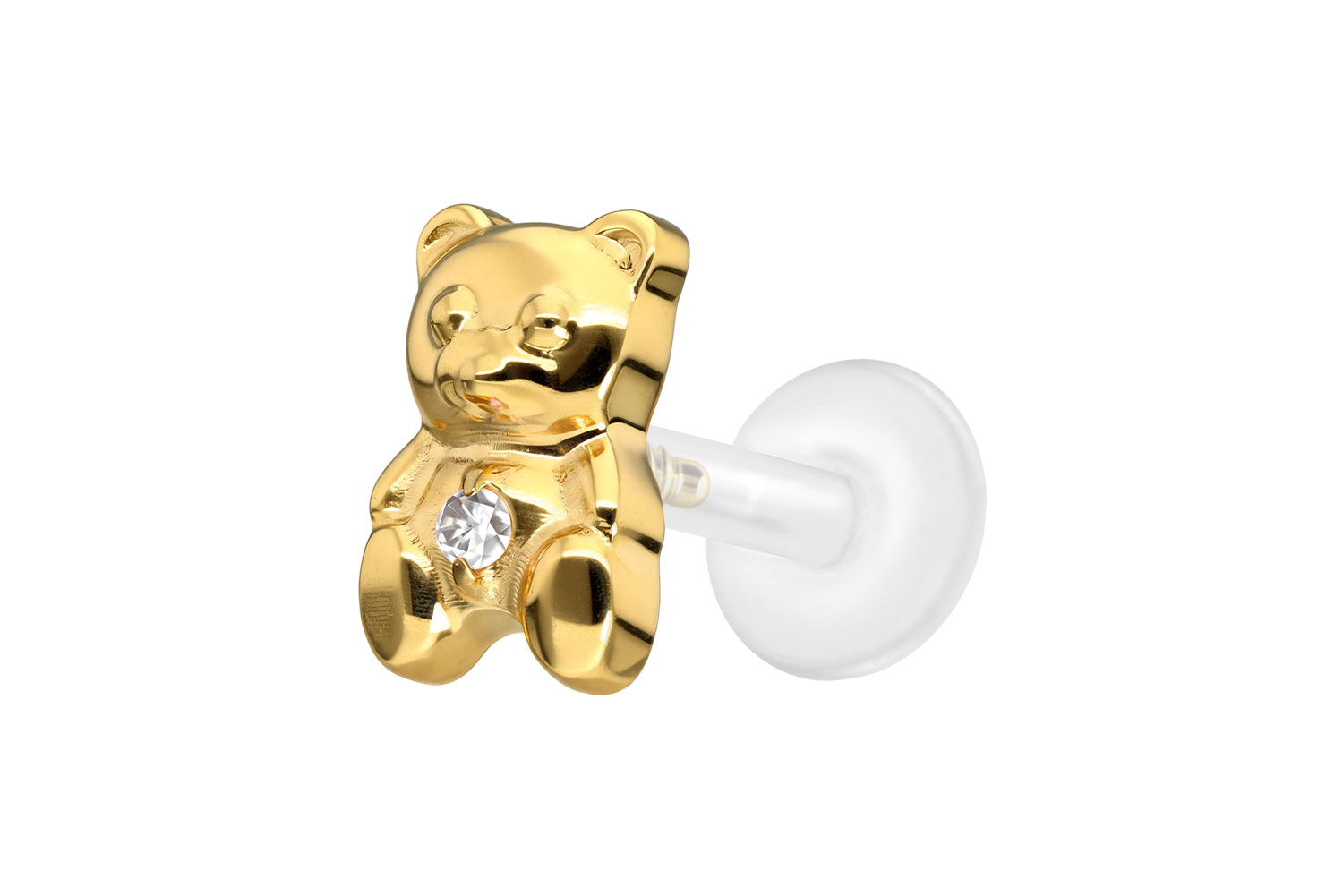 PTFE Labret Piercing mit Innengewinde + Titan-Aufsatz TEDDYBÄR